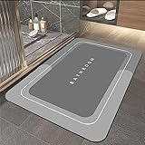 Absorbierender Badematte Badezimmerteppich Badteppich Badvorleger, Waschbarer Rutschfeste FußMatten, Super Absorbierende Schnelltrocknende Badematte füR Badewanne, Duschraum, KüChe 80x150cm, Grau