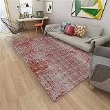 Kunsen Teppich saugerabwaschbarer teppichWohnzimmer kleine Möbel grau-rote Farbe weich und Nicht verblassendeko für schlafzimmer60x120cm