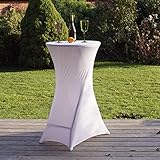 TRUTZHOLM Partytisch mit Husse Bistrotisch Stehtisch Klapptisch Biertisch weiß Ø 60cm / Höhe ca.110 cm klappbar Baumarktplus wetterfest