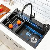 Küchenspüle Edelstahl Haushaltsspüle mit integrierter Leiste und Zubehör (Farbe: D, Größe: 68 x 45 cm) (D 68 x 45 cm)