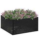 TALCUS Home & Garden Pflanzgefäß mit Garten, schwarz, 80 x 80 x 40 cm, Polyrattan