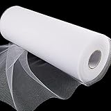 30cm x 91.5m Tüllstoff Rolle Weiß Tüllband Polyester Dekoband Hochzeitsdeko Tischband Rolle Dekostoff für Party Hochzeit Geburtstag Weihnachten Festfeier Tutu Rock Basteln Nähen usw.