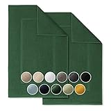 Blumtal 2er Set Premium Frottier Badematte - Badeteppich Oeko-TEX® Zertifiziert, waschbarer Badvorleger 50x80cm, saugstark & weich, dunkelgrün