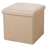 KAyziu Home Klappbarer Würfel-Fußhocker, Aufbewahrungsbox, Spielzeugkiste, Sofahocker, geeignet für Büro, Schlafzimmer, Wohnzimmer, 30 x 30 x 30 cm (12 x 12 x 12 Zoll), Reisfarbe
