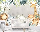 COJIC Kundenspezifisches Foto Selbstklebende Tapete Elefant Giraffe Tierwelt Kinderzimmer Wohnwand Wandbild Hintergrund 3d Papel DE Parede