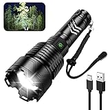 TININ LED Taschenlampe Extrem Hell 20000 Lumen XHP160.8 USB Wiederaufladbare Taktische Taschenlampen Batteriebetriebene Zoombare IPX7 Wasserdichte Flashlight mit 5 Lichtmodi für Notfall Camping