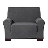 EBETA E Elastisch Sofa Überwürfe Sofabezug, Stretch Sofahusse Sofa Abdeckung Hussen für Sofa, Couch, Sessel 1 Sitzer (Dunkelgrau, 85-115 cm)