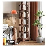 KIRANDY Drehbares Bücherregal aus Massivholz, 360-Grad-Bücherregal Kreatives einfaches Boden-Bücherregal for Wohnzimmer (Größe : Walnut Color 5layers 44x44x170cm)