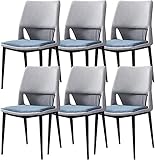 POLOSU Küchen-Esszimmerstühle 6er-Set Wohnzimmer-Akzentstühle Technischem Stoffleder Beistellstühle Mit Beinen Aus Kohlenstoffstahl Küchen-Wohnzimmer-Lounge-Thekenstühle (Color : Dark Blue+Gray)