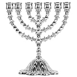 COHEALI Menorah Kerzenhalter Metall Jerusalem Shabbat Hanukkah Vintage Teelichthalter Hoher Jüdischer Kerzenständer Israel Menorah Tempel Judaica Deko Mittelstücke Tischdeko