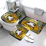 Badematten Set 3D 40x60 Hamster Badezimmerteppich-Set absorbierend 3-teiliges maschinenwaschbare weich badteppich schnell trocknend Tier Cartoon Kawaii Badvorleger mit wc deckelbezug