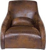 Kare Design Sessel Swing Ritmo Braun, Schaukelsessel aus pflegeleichtem Polyester Stoff, Schaukelstuhl im Vintage Style, gemütlicher Loungesessel mit Kippfunktion, (H/B/T) 83x76x74 cm