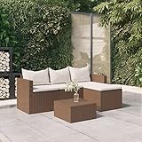 Homgoday Gartenmöbel Set 3-TLG. Gartensofa Set mit Kissen Sofa Sitzgruppe Gartenlounge Terrassenmöbel Loungemöbel Sitzgruppe Essgruppe Garnitur Braun Poly Rattan