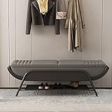 Modernes Schuhregal mit Aufbewahrungsregal, mit Kunstleder gepolsterter Sitz am Bettende, hochwertige Eingangsbank, Schuhaufbewahrung, Organizer-F 80 x 40 x 45 cm (31 x 16 x 18 Zoll)