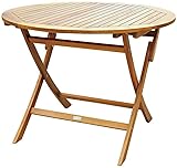 SAM Gartentisch Jasper, Akazienholz massiv & geölt, runder Klapptisch 90x90 cm, Holztisch für Balkon, Terrasse, Wintergarten oder Garten, FSC® 100% Zertifiziert, Balkontisch aus Massivholz