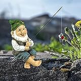 EHOTER Angeln Zwerg Statue Gartenzwerg Statue Harz Angeln Zwerg Elf Figuren Hof Rasen Brunnen Outdoor Dekoration