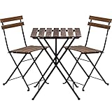 STILISTA Bistro-Set 3-teilig, FSC®-zertifiziertes Akazienholz und Metall, 1x Tisch + 2X Stuhl, klappbar