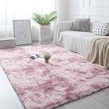 Pauwer Soft Fluffy Teppiche Kunstpelz Bodenteppich Extra Weicher und bequemer Teppich Rutschfester Indoor Fluffy Dicker Teppich für Wohnzimmer Schlafzimmer Mädchen Kinder (Pink, 120 x 160 cm)