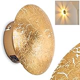 Wandlampe Mezia, runde Wandleuchte aus Metall in Gold mit Lichtspiel an der Wand, 1 x G9, Innenwandleuchte mit Strahlen-Effekt in Blattgold-Optik, ohne Leuchtmittel