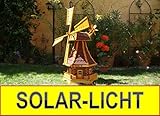 Windmühle Solar Premium XL Holz massiv, wetterfest,robust mit Bitumen, MIT WINDFAHNE Windrad-Seitenruder, Windmühlen Garten, imprägniert + kugelgelagert 1 m groß rot dunkelrot edelrot weinrot, mit SO