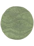 RugVista Badematte Breeze, ∅ 70 cm, Rund, Mittelflor, Anti-Rutsch, Moderner Badteppich, Maschinenwaschbar bis 30°C, 100% Baumwolle, Grün