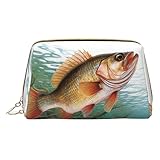 Make-up-Tasche mit Fisch-Motiv, Reise-Make-up-Veranstalter, Kosmetikpinsel-Taschen, Leder-Make-up-Koffer, Reißverschluss-Tasche, Kulturbeutel für Damen, weiß, Einheitsgröße