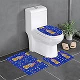 BHCASE Fantasy Cartoon Hund 3-teiliger Badezimmerteppich: wasserabsorbierend, trocknet schnell, rutschfest, langlebig, leicht zu reinigen