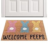 Tebinzi Osterhasen-Fußmatte – 60 x 39,9 cm, Osterhase, rutschfest, Bauernhaus-Fußmatte, Innenbereich, Eingangsbereich, Bodenteppich für Eingang, Außenbereich, Eingangsbereich, Heimdekor