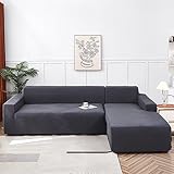 ZCXRYFL Stretch Sofa üBerzug Rutschfester Stoff Sofabezug MöBelschutz Couch üBerzug Hunde Katzen Kratzfest Sofa Cover FüR L Form Chaise Longue Kombination Sofa(ＡＡ（160-210cm）+BB（210-280cm）,Grey 2)