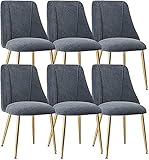 HAVMAK Moderne Küche Esszimmer Stühle Set Küche Samt Weich Gepolsterte Sitzgruppe 6 Stück Küche Esszimmerstühle Metallbeine Rückenlehnen Stühle Theke Wohnzimmer Lounge Make-up Stuhl (Farbe: Grau)