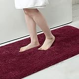 Homaxy Badezimmerteppich rutschfest Waschbar Badematte Weich Flauschig Badteppich Shaggy Hochflor Mikrofaser Badvorleger – 43 x 61 cm, Weinrot