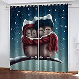 REPWEY Verdunkelungsvorhang Wohnzimmer Vorhänge Blickdicht 3D Hd Druck Cartoon-Tier-Eule Muster Ösenschal 2Er Set 220X214cm(BxH) Gardinen Kinderzimmer Thermovorhang Schallschutz Vorhänge
