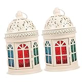 OSALADI 2 Stück Retro-Windlampen Im Europäischen Stil Kerzenleuchter Tischdekoration Für Den Außenbereich Goblincore-Raumdekoration Dekorative Laternen Für Die Heimdekoration