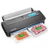 Involly Vakuumiergerät, Vakuumierer, 6 in 1 Folienschweißgeräte für Trockene und Feuchte Lebensmittel, Externes Vakuum für Kanister, mit Cutter, 1 Rolle Folienrollen und Rollenhalter
