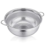 20 cm Sieb, Herogo Edelstahl Nudelsieb mit Griff, Mikroperforiertes Küchensieb Metallsieb für Nudeln, Obst, Gemüse, Rostfrei & Hochglanzpoliert, Gesund & Spülmaschinenfest, Metall Silber