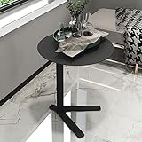 UKALOU Gold-Beistelltische Wohnzimmer-Sofa-Beistelltisch aus Metall mit Y-förmigem Sockel, Kleiner runder Nachttisch für Schlafzimmer/Badezimmer/Balkon (Farbe: Mattschwarz)