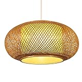 AOKLEY Trommel-Pendelleuchte Im Chinesischen Stil Für Schlafzimmer Kronleuchter Aus Korbgeflecht Rattan-geflochtene Hängelampenschirme, Bambus-Laternen-Hängeleuchte Für Esszimmer Und Wohnzimmer