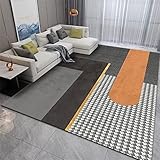 deko küche küchenteppich antirutsch Der orange-graue Wohnzimmer Teppich mit geometrischem Muster kann in der Maschine ohne Verformung gewaschen Werden treppenteppich 60X90CM