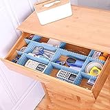 AFLCIO DIY Verstellbare Schubladeneinteiler Schubladenteiler| 8er-Set Schubladeneinsatz Kosmetik Organizer| Schubladenteiler, für Schrank Unterwäsche Socken DIY Schreibtisch Organizer (Blue,37x7cm)