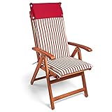 DeTeX® Stuhlauflage Vanamo 6er Set Wasserabweisend Hochlehner Auflage Sitzauflage Stuhlkissen Polsterauflage Rot Weiß