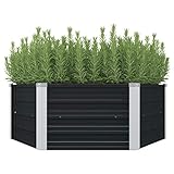 Gecheer Hochbeet Pflanzkübel Blumenkasten Pflanzkasten Blumentopf Blumenkübel Blumenbeet Gemüsebeet Gartenbeet Pflanzbeet Frühbeet für Garten Balkon Terrasse Anthrazit 129x129x45 cm Verzinkter Stahl