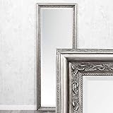 LEBENSwohnART Wandspiegel Argento 160x60cm Silber-Antik Spiegel Barock Holzrahmen Facette
