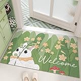 Badezimmerteppich Cartoon Kaninchen Badematte rutschfest,Weiche Badteppich,Badvorleger Duschvorleger,Teppich Badezimmer Waschbar,Bad Teppich Flauschig 40×60cm