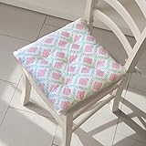 Dressing Home Sitzkissen Stuhlkissen Kissenbezug, Kissen Gepolstertes, Gepolstertes Sitzkissen Landhaus Shabby Chic - Blumen - 40x40 - Weiß/Rosa/Grün