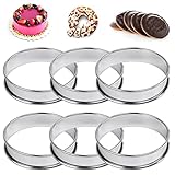 ANTHYTA 6 Stück Crumpet Rings Muffinringe 10cm x 2.5 cm Tartlettringe Beschichtet Rund Crumpets Ringe Pancake Form Tarte Ring Dessertringe Edelstahl Backringe Tortenring Pancake Formen für die Pfanne