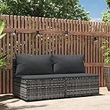 Yolola 2-TLG Rattan gartenmöbel Set Lounge Gartenmöbel Set balkonmöbel Set balkonmöbel Kleiner Lounge gartensofa Rattan loungemöbel terrasse mit Kissen-Grau-2-tlg