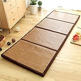 FASZFSAF Faltbare Matratze Verdicken Bambus Japaner Matt Tatami, KüHlende Rattan Bodenmatte Schlafsaal Schlafunterlage üBung füR Meditationsraum/Yoga Zen-Raum Japanische Teestube,Dark,100 * 200cm