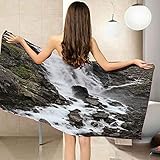 BAAROO Strandtuch, Berge und Flüsse, Landschaft, Badetuch, Stranddecke, Handtuch, schnell trocknend, große Mikrofaser, Picknick für Reisen, 130 cm x 80 cm