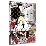 Artedinoi Kunstwelten24 Wandbild Acrylglasbild Comic Popart Mickey Hate Love, Popart Bild Kunstdruck Raum- und Wanddekoration XXL