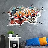 tjapalo®vr156 3D Wandtattoo Graffiti Name Wandaufkleber Kinderzimmer Junge wandtattoo Teenager Cool Wandtattoo Kinderzimmer Name, Größe: B50xH29cm